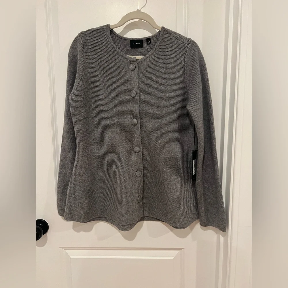 Cyrus Charcoal Button-Up Women's Cardigan - Picture 1 of 7